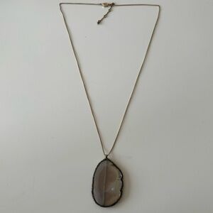 Stone Pendant Necklace Gray With Rhinestones
